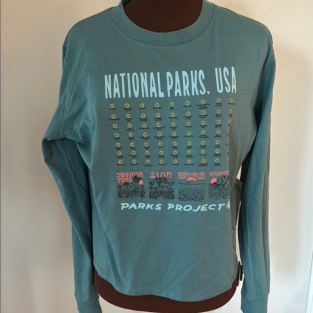Parks Project Blue Graphic Crop Top Long Sleeve